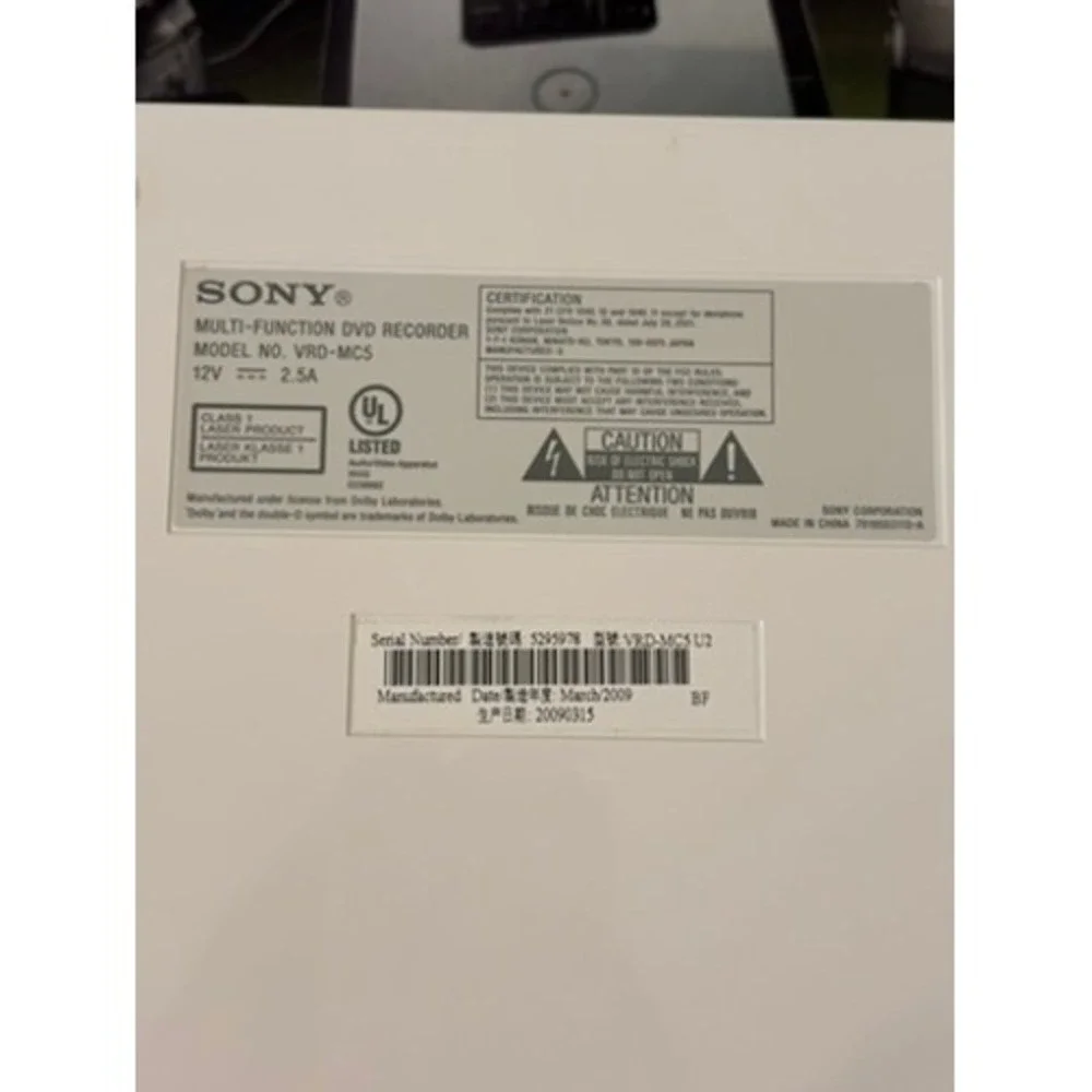 Sony VRD MC5 Multi-Function DVD Recorder Transfer VHS & Camcorder Videos To DVD